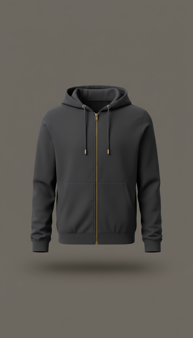 Matte Charcoal Hoodie With Gold Accents